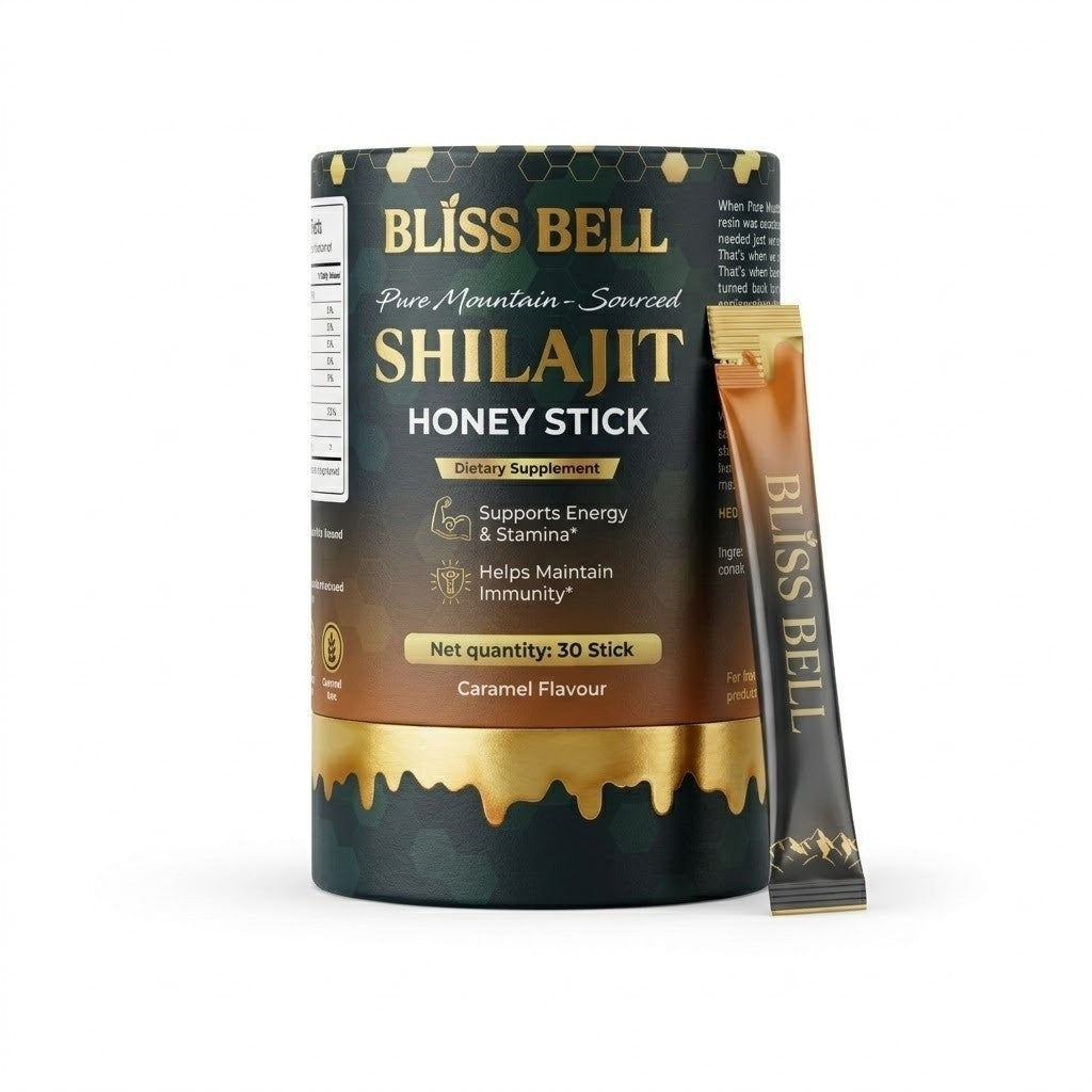 Himalayan Shilajit Honey Sticks — Caramel Flavor | Pure Resin, 75%+ Fulvic Acid, Lab-Tested
