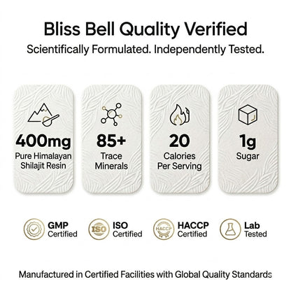 Bliss Bell product packaging with quality verification details on a white background